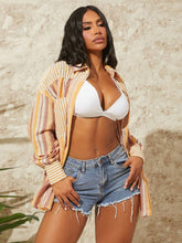 SXY Ladies' Single-Breasted Striped & Printed Summer Holiday Shirt